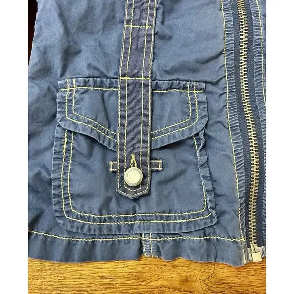 Twill Twenty Two 22 Size Small Anthropologie Navy Cotton Jacket Unique Zippers - Picture 10 of 11